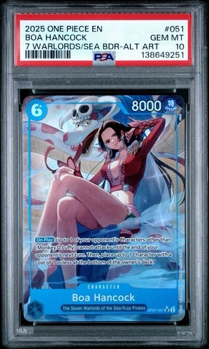 PSA 10 One Piece Boa Hancock OP07-051 Seven Warlords Alt Art Anniversary Card