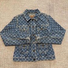 Good Condition LOUIS VUITTON Monogram Denim Jacket Ladies 38
