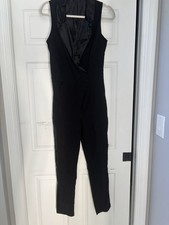 Women  s Balera Satin Lapel Tuxedo One Piece For Dance - Size Medium