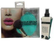 Makeup Brush Cleaning Textured Silicone Pad Turquoise + BellaPro Brush Cleanser
