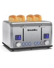 Toaster 4 Slice,Bagel Stainless Toaster w/LCD Timer, Removal Crumb Tray