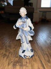 KPM Victorian Porcelain Figurine Blue-White-Gold, Man With Lute
