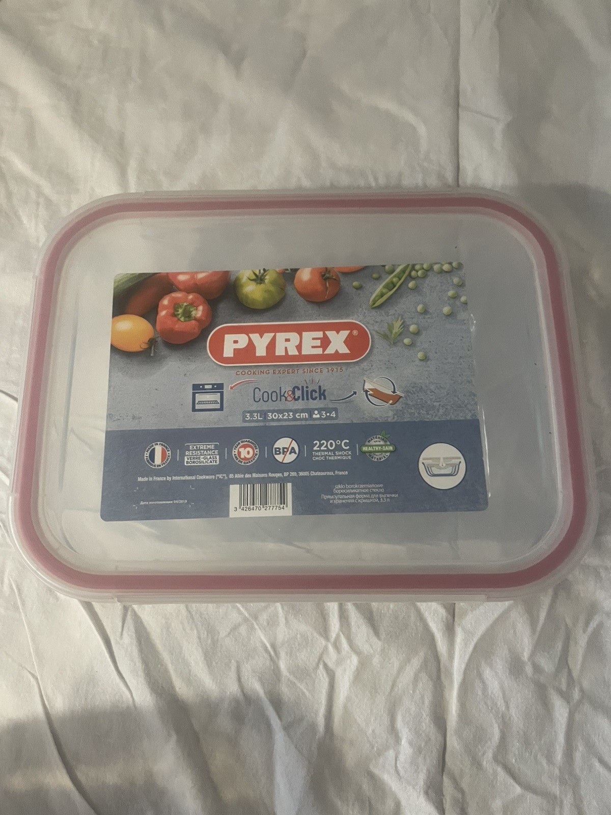 Pyrex Cook & Click 3,3L plat de cuisson haut de gamme en verre borosilicate