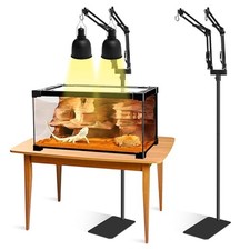 Dual Adjustable Reptile Lamp Stand with 360  Rotating Arms for Heat Lamps 