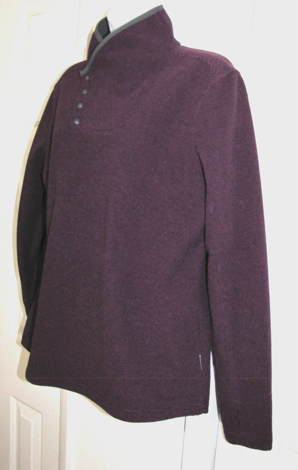 WHITE SIERRA Purple Textured-Fleece Top Pullover Long Sleeve Snap Collar  Wm's L - Image 3 of 4