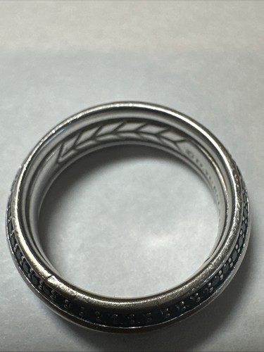 David Yurman Beveled Ring Black Diamond Wedding Band 18k White Gold Sz 7 $5500 - 第 4/5 張圖片