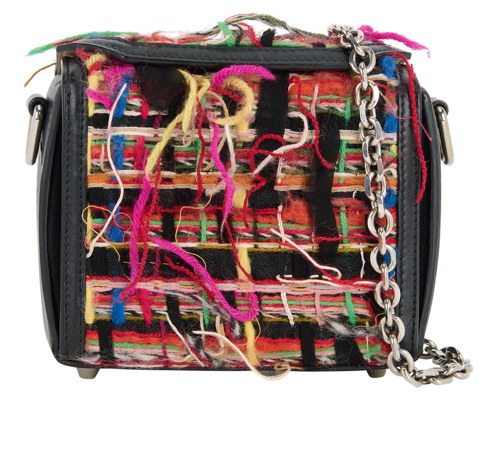 Alexander McQueen Box 16 Shoulder Bag Leather Tweed Black