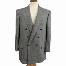 Brioni Herringbone Wool/Cashmere Double Breasted Blazer Men’s Size 48L