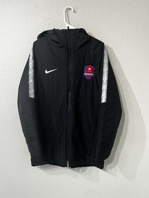 Nike Academy 18 Football Coat Parka Reflective Black Hooded Long Jacket Sz Large