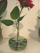 Rosenvase Lauscha Glas mundgeblasen Kunsthandwerk Orchideenvase Blumen