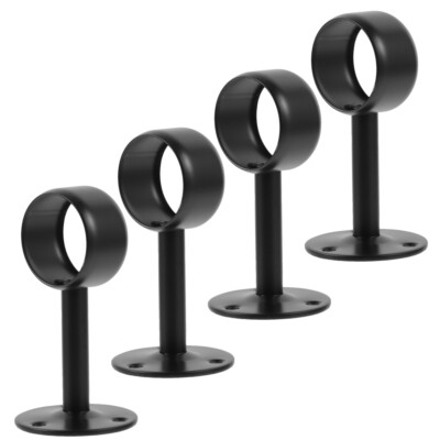 4 Pcs Black Flange Seat à prix réduit Curtain Rod Bracket Stainless Steel Wall Mount Holder