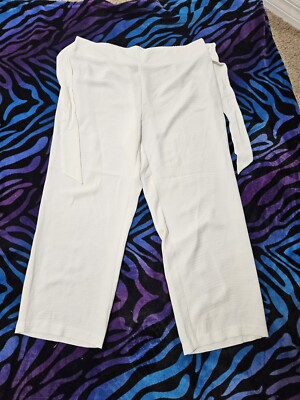 SOHO, WOMEN'S BEIGE POLY PART ELASTIC DRESS PANTS W/SASH BELT, SZ L