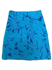 VINTAGE RALPH LAUREN SZ 2 SKIRT PLAID LABEL 90's TROPICAL BLUE FLORAL 100 RAYON