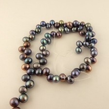 6mm x 8mm Top drilled Peacock Grey Freshwater Pearls for jewelry making