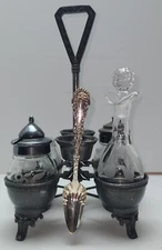 Cruet Castor Set Mustard Sugar Oil Victorian Silverplate Middletown Antique