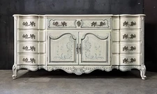 Provincial Style Buffet By Karges; Antiqued Finish & Hand Painted Details