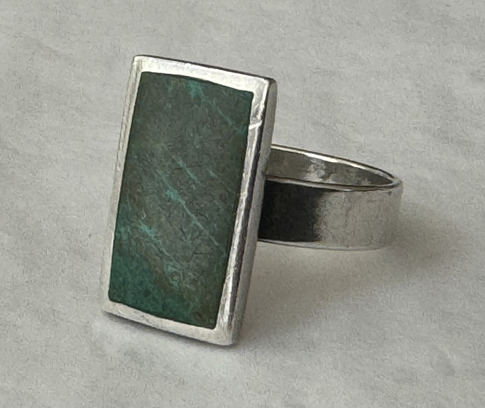 Large Rectangular Green Gem Face 925 Estate Sale … - image 1