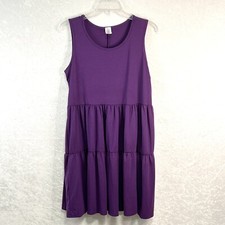 ACTING PRO Tiered Dress Womens S Purple Sleeveless Knit Popover Roomy Outdoors