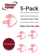 5-Pack Soft Gel Ear Molds for Walkie Talkie Acoustic Clear Tubes, Medium Right