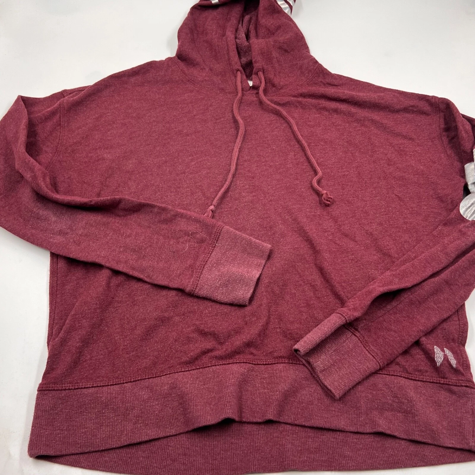 UNDERCOVER Felpa con cappuccio pullover donna Victorias Secret taglia S rosso bordeaux argento logo casual