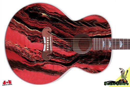 Guitar Skin Wrap Axe Reface - 80er rot schwarz Bowlingkugel Marmor 183 - Bild 30 von 71
