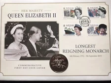 South Georgia & Sandwich Isles 2015 £2 Pound Coin Cover Longest Reigning Monarch