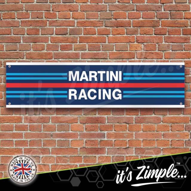 Martini Racing Stripes Banner Garage Workshop Sign Printed PVC Trackside Display