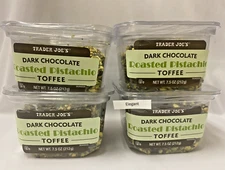 4 X  Trader Joe's Dark Chocolate Roasted Pistachio Toffee 7.5oz X 4 Packs