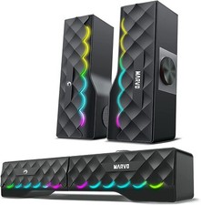 Detachable RGB Gaming Speakers, 2.0 Channel Stereo Surround Sound,