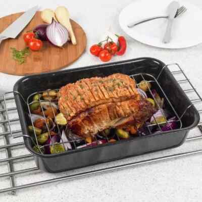 Großes tiefes Antihaft Braten Backblech Ofenform Form Fleisch Truthahn Blechgriffe