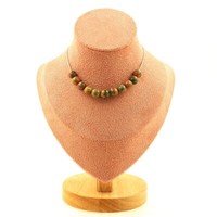 Steine Und MinéRaux. Halskette 10 Perlen Unakit 8 MM Kette Aus Edelstahl