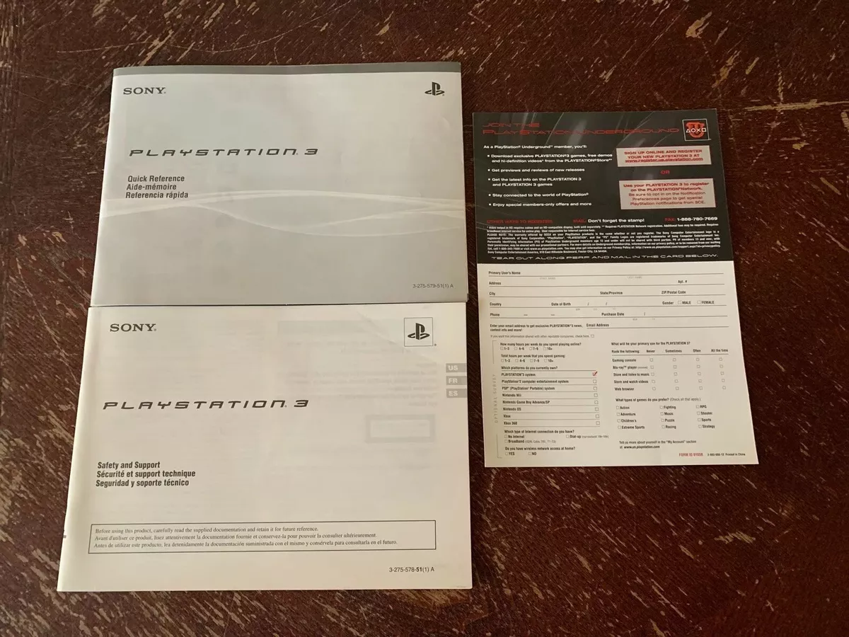 SONY PLAYSTATION 3 Quick Reference Manual & Safety and Support