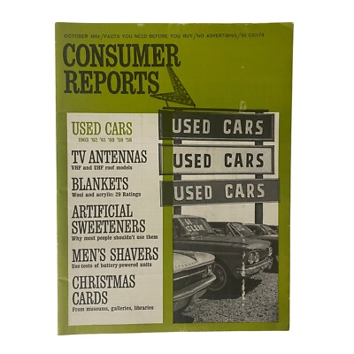 #ad Consumer Reports Magazine October 1964 Used Cars 1958 1963 No Label $14.95