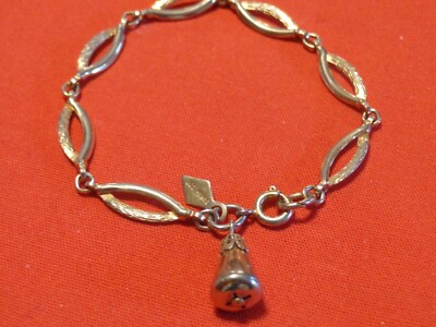 ANTIQUE OVAL LOOP - CHAIN BRACELET  GOLD TONE METAL SPRING RING CLOSURE # 112