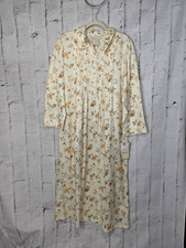 Barbizon Cream Satin Floral Nightgown House Dress Lace Trim sz L Large NWT
