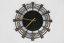 Vintage Metall-Wanduhr Heges Messing m.Metall schwarz Ø 22 50/60er