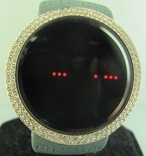 TOUCH SCREEN SMART DIGITAL GOLD CZ GRAY DURABLE RUBBER BAND WATCH