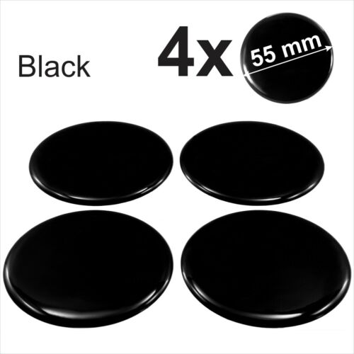 4x 55mm Black Domed Resin Stickers Wheel trims Centre Cap Hub Caps Badge Emblem - Picture 2 of 2