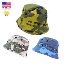 New Bucket Hat Bonie Basic Hunting Fishing Outdoor Summer Cap Unisex Camo Eyelet