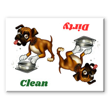 BOXER Clean / Dirty DISHWASHER MAGNET DOG