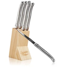 Chopmate Laguiole Stainless Steel Steak Knives Knife Set + Storage Block (Steel)