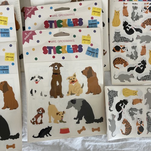 Mrs. Grossman's Sticker Lot 9 Packs Dogs & 3 Packs Cats 340 Plus Unopen Vintage - Picture 3 of 15