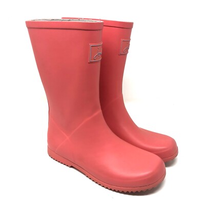 Joules Roll Up Wellies Rain Boots Girls 4 Pink Mid Calf Rubber Waterproof