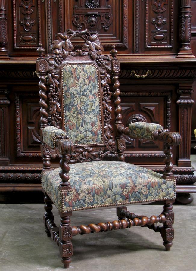 Antique French Renaissance Carved Oak Hunt Arm Chair | eBay
