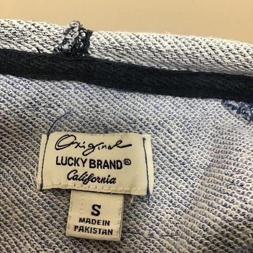 Lucky Brand Boys Henley Hoodie Sweatshirt Blue Gray Heathered Button Pockets S - Picture 4 of 6