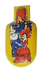 Kirchhof Litho Clicker Dancing Clown Tin Noise Maker Toy Halloween USA Vintage