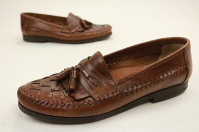 Giorgio Brutini Men\'s Size 12M Brown Leather Closed Toe Kiltie Tassel Loafers Vintage Men main image 4