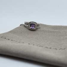 David Yurman Petite Albion Ring With Amethyst And Diamonds Size 7