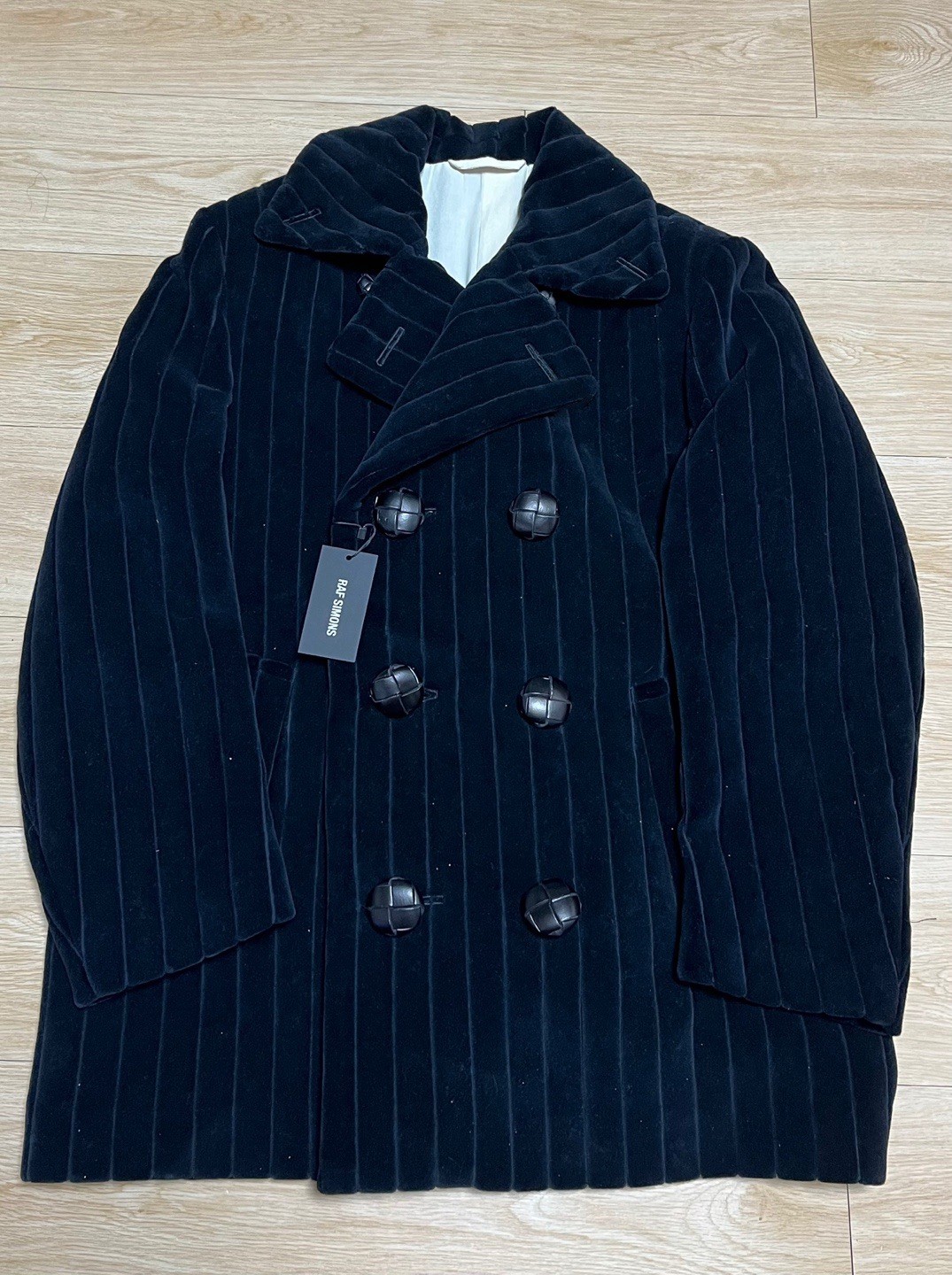 SAINT LAURENT Giacca cappotto caban 52 Raf Simons Boxy corto velluto oversize