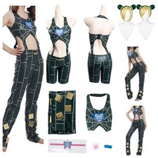 Anime Jolyne Cujoh Cosplay Costume Halloween Vest Shirt Jumpsuit Wig fullsets